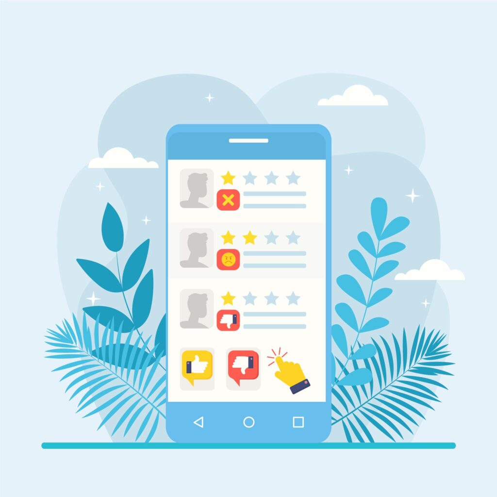 Pantalla de visualización de reseñas de un negocio